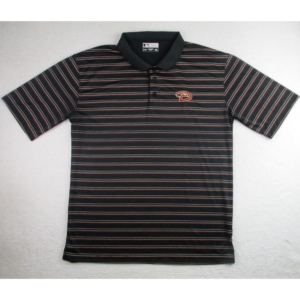 Arizona Diamondbacks Polo Shirt‎ Mens 2XL Black Striped MLB Baseball True Fan